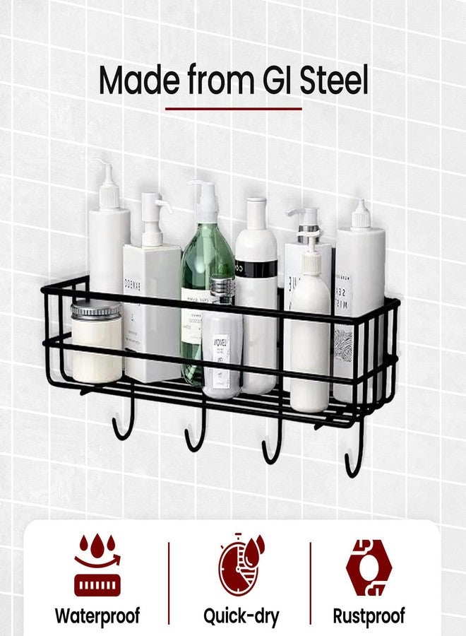 HOUZA Wall-Mounted Bathroom Rack - Self Adhesive Organizer, 𝐍𝐨 𝐃𝐫𝐢𝐥𝐥𝐢𝐧𝐠 𝐍𝐞𝐞𝐝𝐞𝐝 & Space-Saving with Lightweight, Effortless Setup (Pack of 1) - Image 5